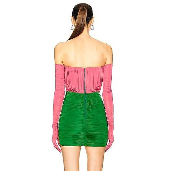 ALEX PERRY Strapless Ruched Mini Dress Pink Green Prom Wedding US Size 6/AU 10 - Picture 5 of 14
